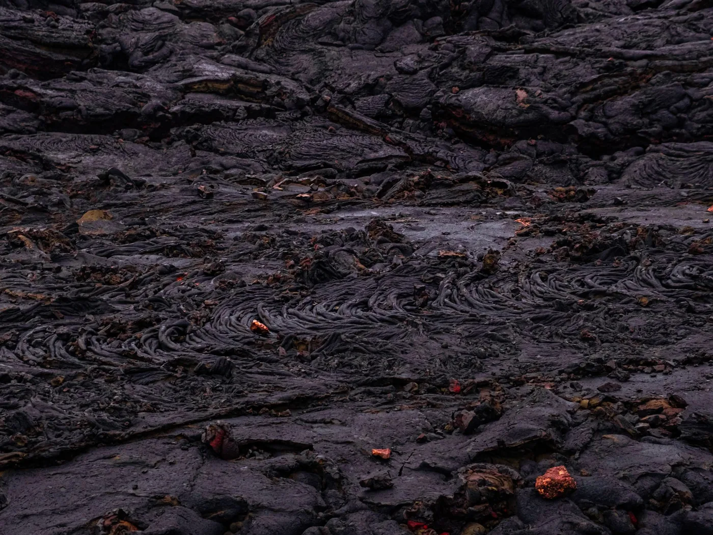 Dried, hardened lava fields on the slopes of Pacaya volcano